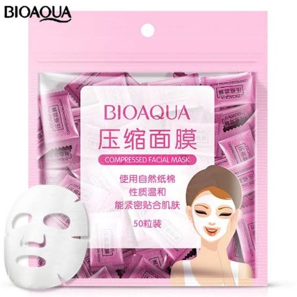 Bioaqua Compressed Facial Tablet Face Sheet Mask 50pcs Pack