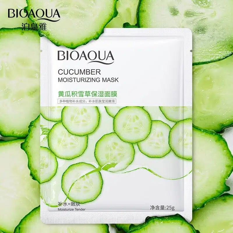 27d4a41b45e7355172b810a6ca44acda.webp BIOAQUA Cucumber Moisturizing Sheet Mask – 25g - Image 1