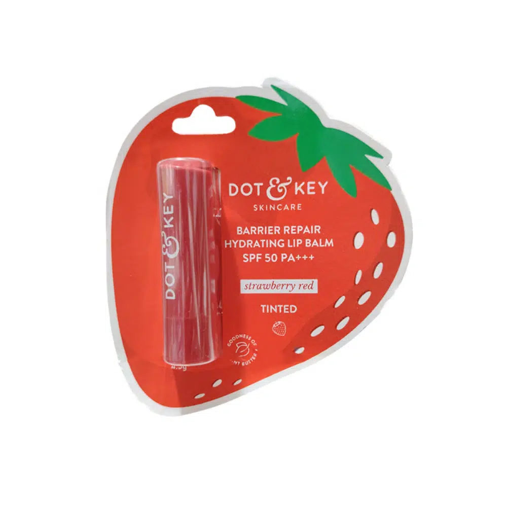 Dot-Key-Barrier-Repair-Hydrating-Lip-Balm-SPF50-PA-Strawberry-Red-Tinted.webp Dot & Key Barrier Repair Hydrating Lip Balm SPF 50+ PA+++ – Strawberry Red (Tinted) - Image 1