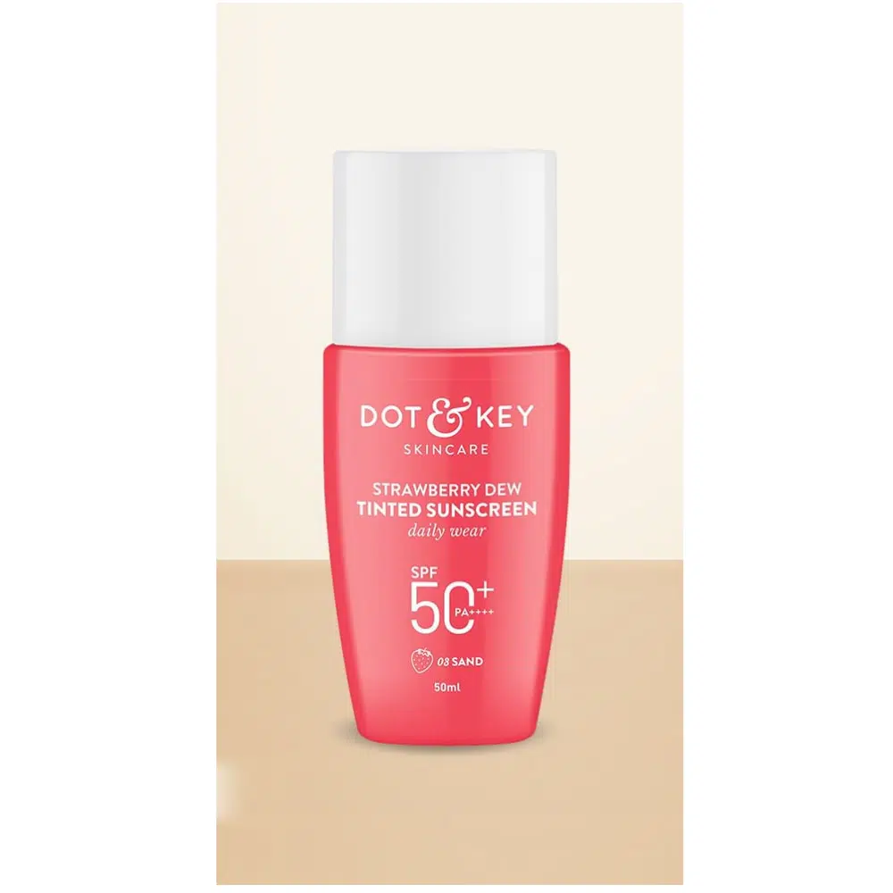 Dot-and-Key-Strawberry-Dew-Tinted-Sunscreen-SPF-50-PA-03-Sand.webp Dot and Key Strawberry Dew Tinted Sunscreen SPF 50+ PA++++ – 03 Sand - Image 1
